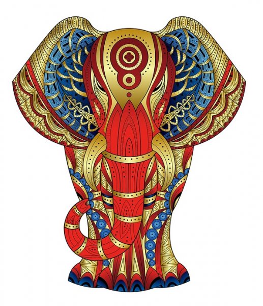 Dřevěné puzzle Slon 120 dílků - Rainbow Wooden Puzzle Elephant