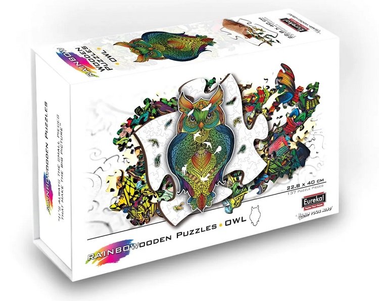 Dřevěné puzzle Sova 137 dílků - Rainbow Wooden Puzzle Owl