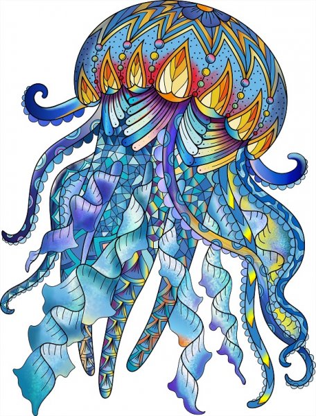 Dřevěné puzzle Medúza 106 dílků - Rainbow Wooden Puzzle Jellyfish