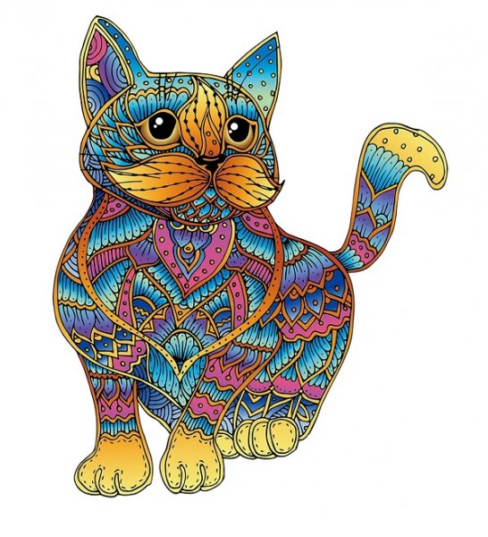 Dřevěné puzzle Kočka 99 dílků - Rainbow Wooden Puzzle Cat